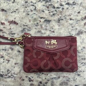 Coach Maroon Signature Wristlet